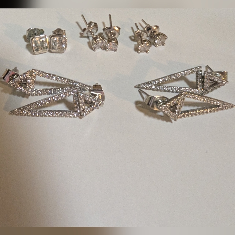Sterling Silver CZ Earrings - 5 Pack
